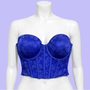 La Senza Early 2000s Y2K Blue Lace Corset Bustier